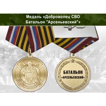 Медаль «Доброволец СВО из батальона "Арсеньевский"» с бланком удостоверения