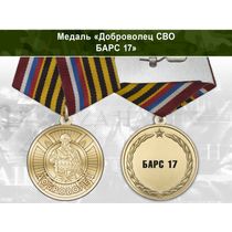 Медаль «Доброволец СВО из БАРС 17» с бланком удостоверения