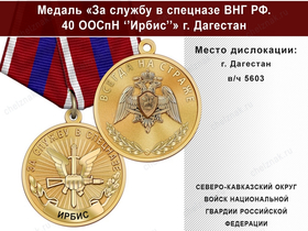 Медаль «За службу в Спецназе. 40 ООСпН "Ирбис"» с бланком удостоверения