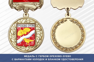 Медаль с гербом города Орехово-Зуево Московской области с бланком удостоверения