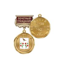 Медаль «95 лет Бирскому району Республики Башкортостан. Почётный гражданин» с бланком удостоверения