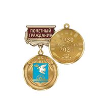 Медаль «95 лет Благовещенскому району Республики Башкортостан. Почётный гражданин» с бланком удостоверения