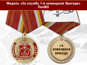 Медаль «За службу 1-й командной бригаде ЛенВО МО РФ» с бланком удостоверения