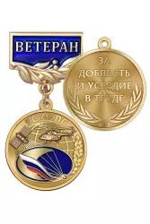 Медаль «Ветеран службы авиационно-космического поиска и спасания (АКПС)» с бланком удостоверения