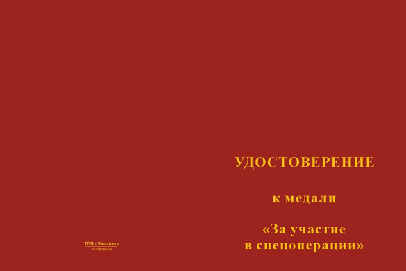 Лицевая сторона награды Медаль «За участие в СВО в составе 98-й воздушно-десантной дивизии» с бланком удостоверения
