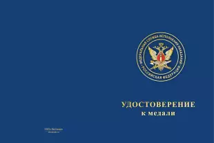 Лицевая сторона награды Медаль «Ветеран психологической службы УИС» с бланком удостоверения