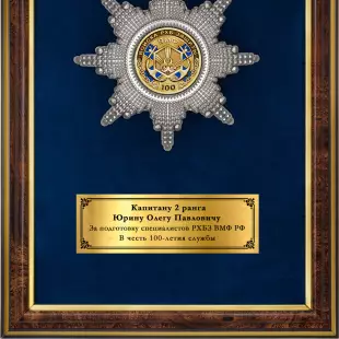 Обратная сторона награды Панно «100 лет службе РХБ защиты ВМФ РФ»