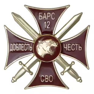 Знак краповый «Добровольческий отряд БАРС - 12» с бланком удостоверения
