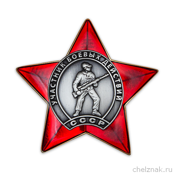 Орденский знак «Участник боевых действий СССР» с бланком удостоверения