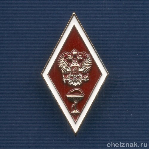 Академический нагрудный знак (ромб) «Об окончании медицинского ВУЗа» (2 пуссеты)