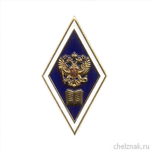 Академический нагрудный знак (ромб) «Об окончании гуманитарного ВУЗа» (2 пуссеты)