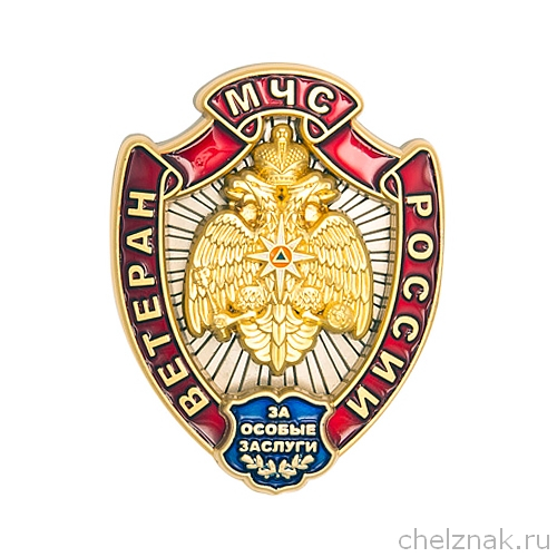 Нагрудный знак «Ветеран МЧС России» с бланком удостоверения