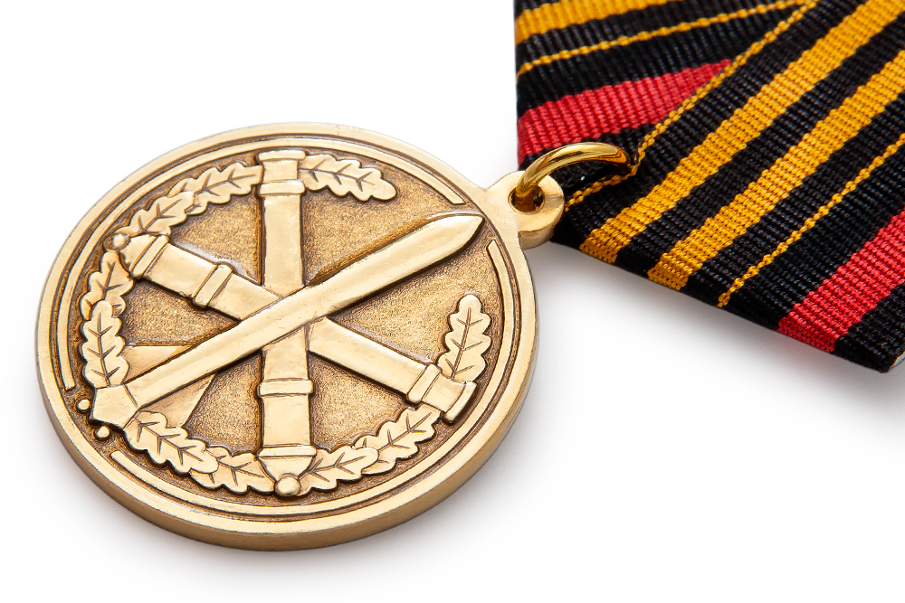 3D фото награды Медаль «За службу в Ракетных войсках и артиллерии» с бланком удостоверения