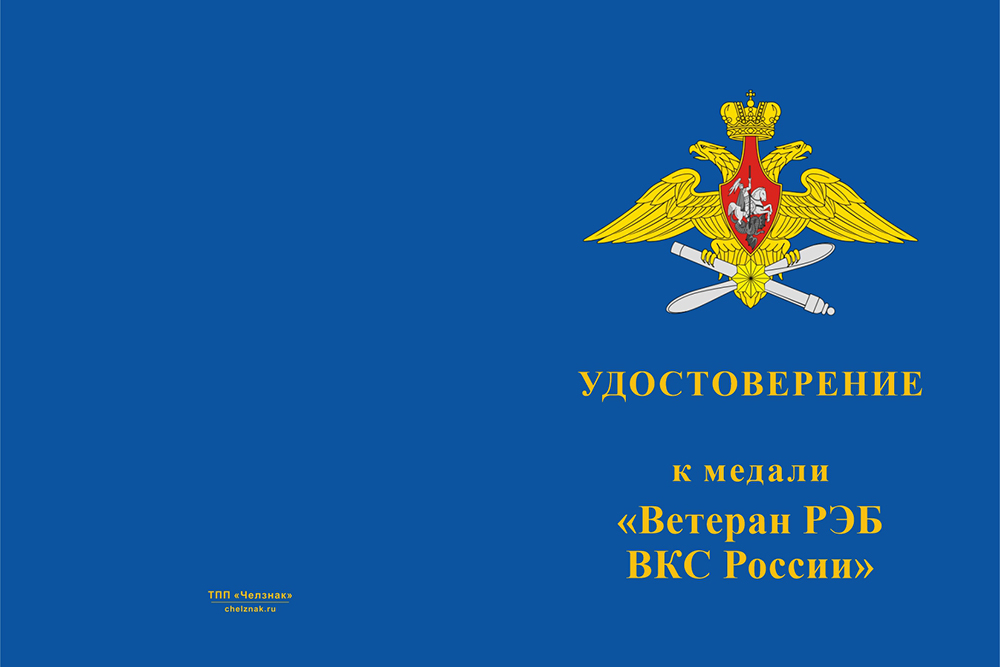Бланк лицевая сторона Медаль «Ветеран РЭБ ВКС России» с бланком удостоверения