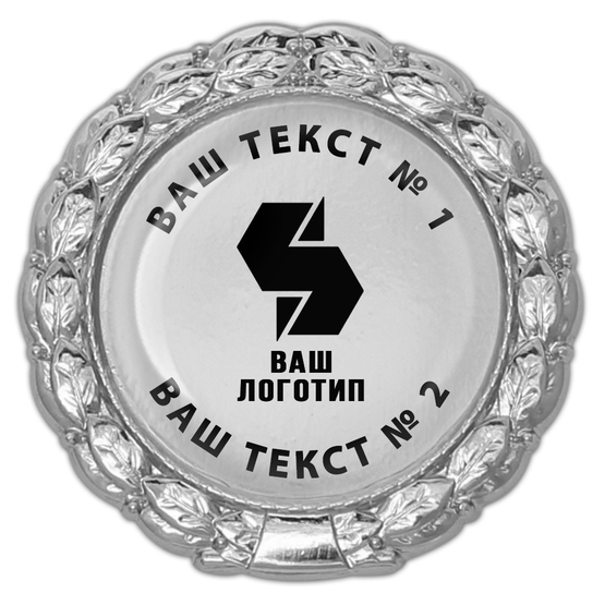 Лицевая сторона награды Знак «Корпоративный» со вставкой (чёрный логотип) цвет серебро