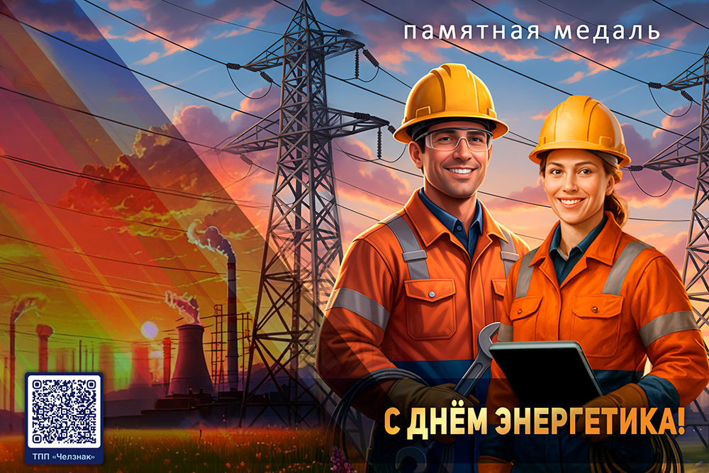 Обратная сторона награды Поздравительная открытка с медалью «С Днём энергетика»