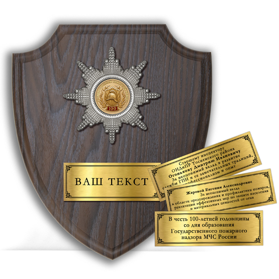 Лицевая сторона награды Наградная плакетка «100 лет ГПН МЧС России»