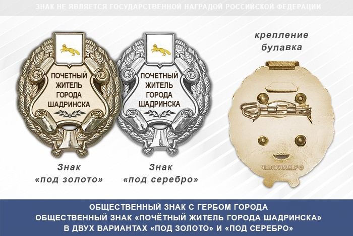 Общественный знак «Почётный житель города Шадринска Курганской области»