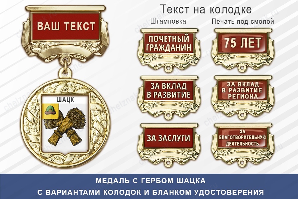 Медаль с гербом города Шацка Рязанской области с бланком удостоверения, дополнительное фото 1