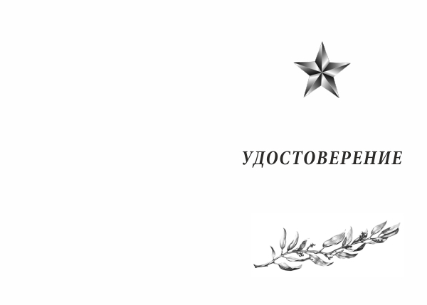 Бланк лицевая сторона Орденский знак «Участник боевых действий СССР» с бланком удостоверения