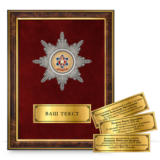 Лицевая сторона награды Наградное панно «Ветеран специальных подразделений ФПС МЧС России»