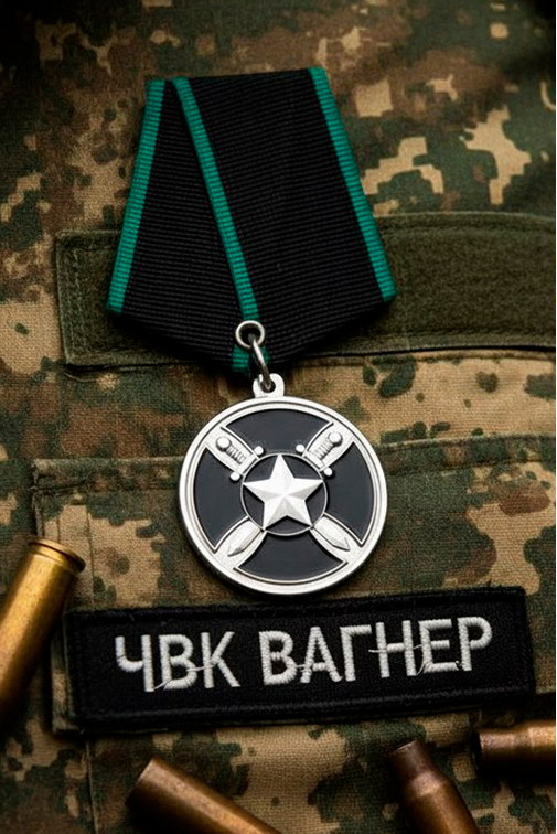 Медаль ЧВК ВАГНЕР «W Проект 42174», муляж, дополнительное фото 1