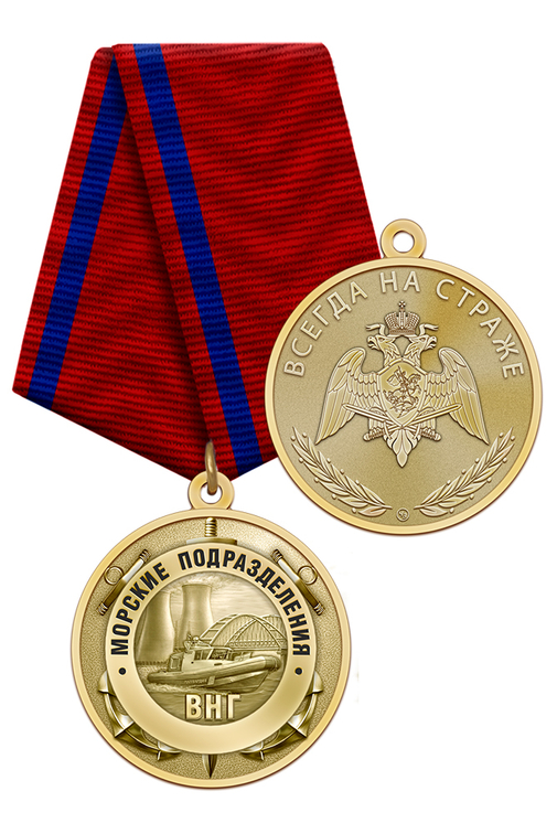 Медаль «За службу в морских частях ВНГ» с бланком удостоверения