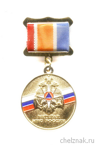 Медаль «Ветеран МЧС России» на колодке