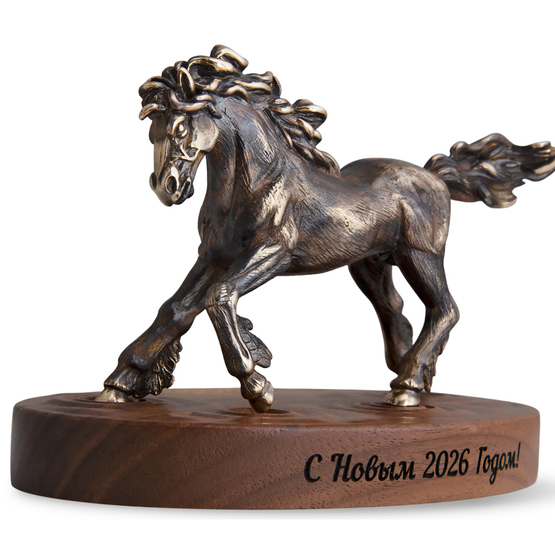 Статуэтка «Лошадь» (латунь, на подставке из ореха) LUX