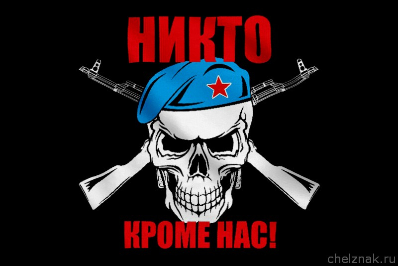 Флаг ВДВ с черепом и автоматами