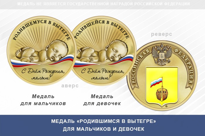 Медаль «Родившимся в Вытегре»