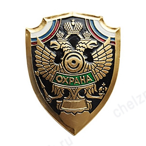 Нагрудный знак Охрана, орел на черном фоне