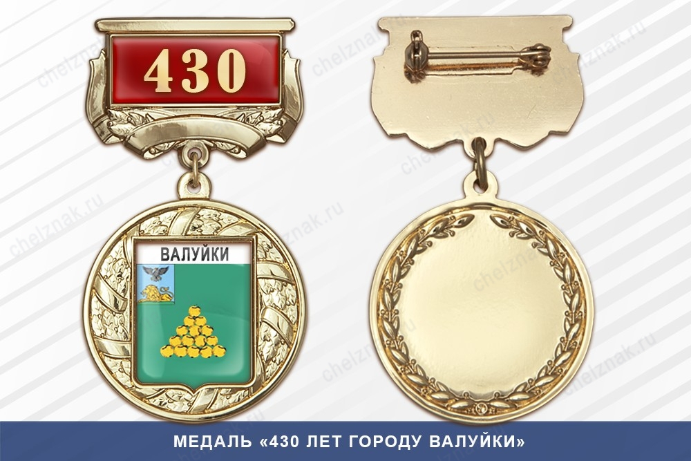 Медаль «430 лет городу Валуйки» с бланком удостоверения