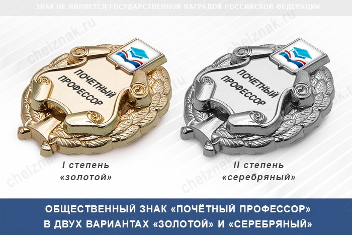3D фото награды Общественный знак «Почетный профессор» с логотипом вашего вуза