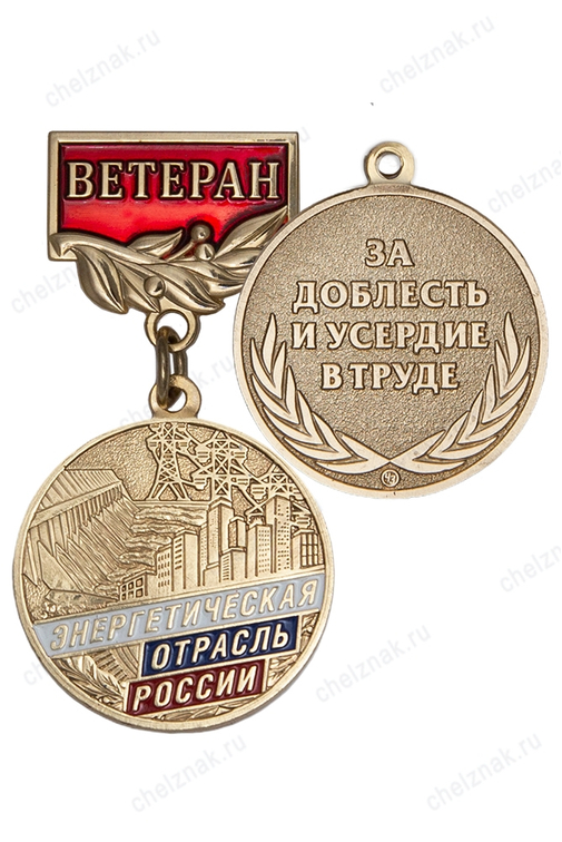 Медаль «Ветеран энергетической отрасли» с бланком удостоверения