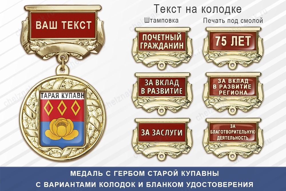Медаль с гербом города Старой Купавны Московской области с бланком удостоверения, дополнительное фото 1