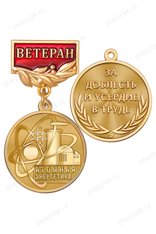 Медаль «Ветеран атомной энергетики» с бланком удостоверения