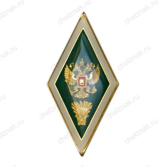 Академический нагрудный знак (ромб) «Об окончании сельскохозяйственного ВУЗа» (2 пуссеты)