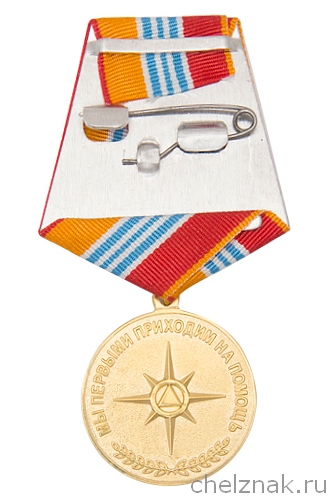 Реверс награды Медаль МЧС России «25 лет МЧС России» с бланком удостоверения