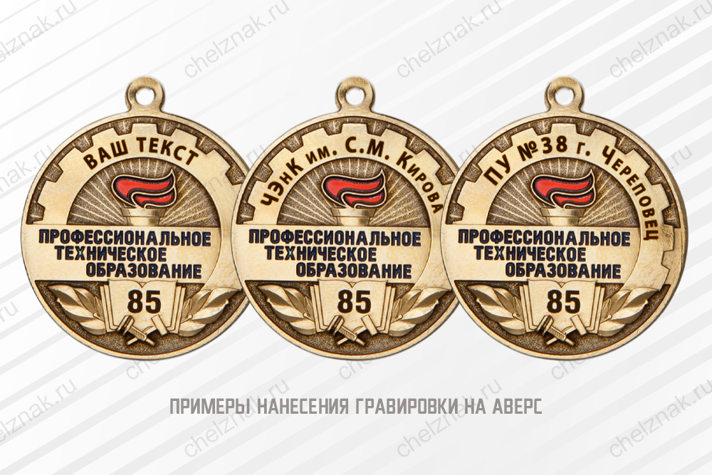 Медаль «85 лет Профтехобразованию» с бланком удостоверения, дополнительное фото 1