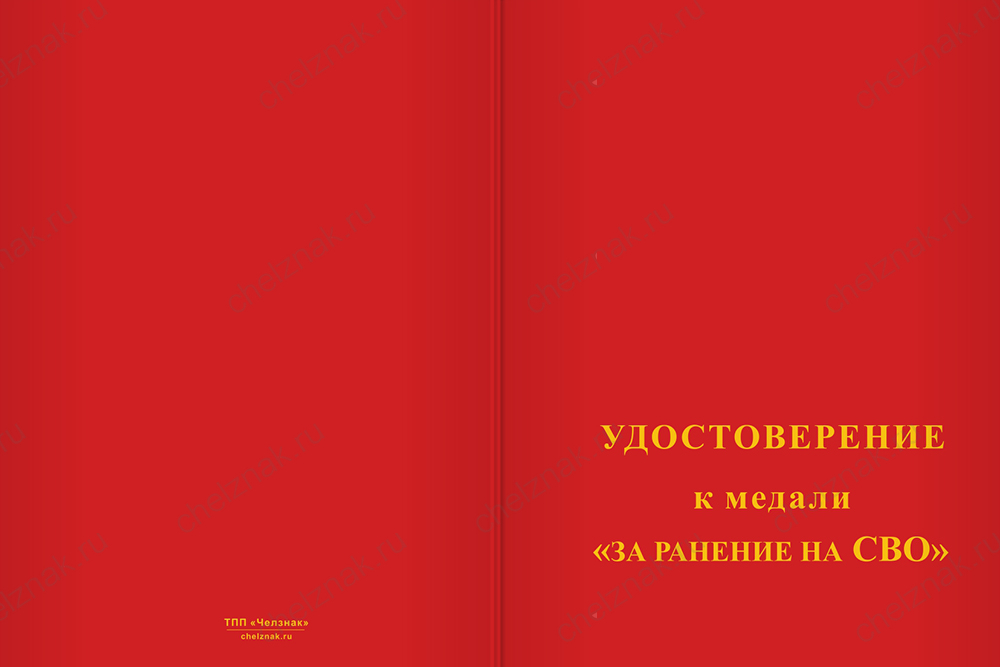 Бланк лицевая сторона Медаль «За ранение на СВО» с бланком удостоверения