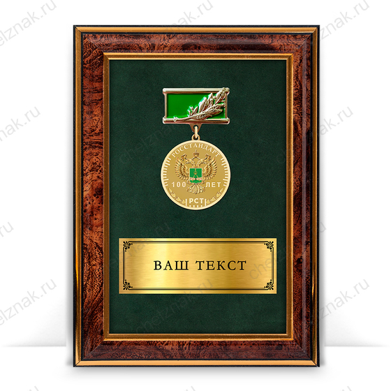 Лицевая сторона награды Наградное панно с памятным знаком «100 лет Росстандарту»