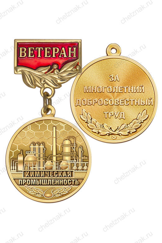 Медаль «Ветеран химической промышленности» с бланком удостоверения