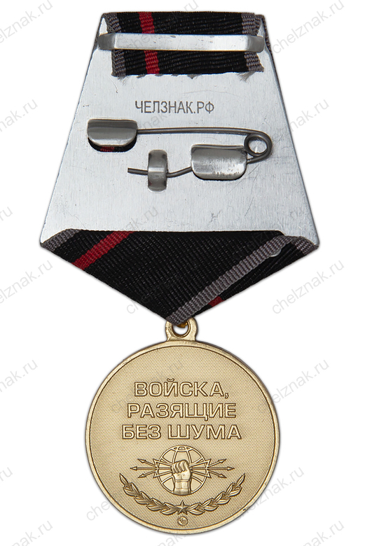 Реверс награды Медаль «Войска, разящие без шума. РЭБ» с бланком удостоверения