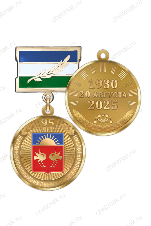 Медаль «95 лет Буздякскому району Республики Башкортостан» с бланком удостоверения