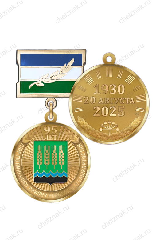 Медаль «95 лет Дюртюлинскому району Республики Башкортостан» с бланком удостоверения
