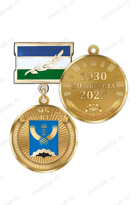 Медаль «95 лет Туймазинскому району Республики Башкортостан» с бланком удостоверения