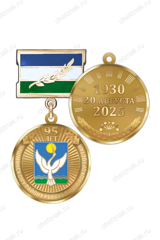 Медаль «95 лет Чишминскому району Республики Башкортостан» с бланком удостоверения