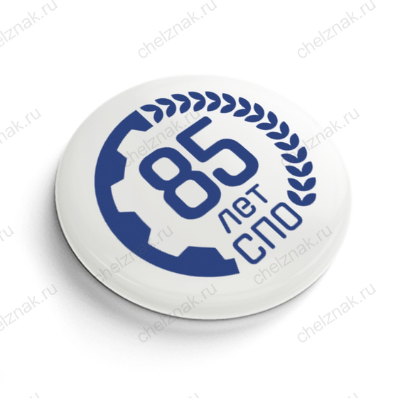 Лицевая сторона награды Значок закатной D25 мм с логотипом «85 системе СПО»