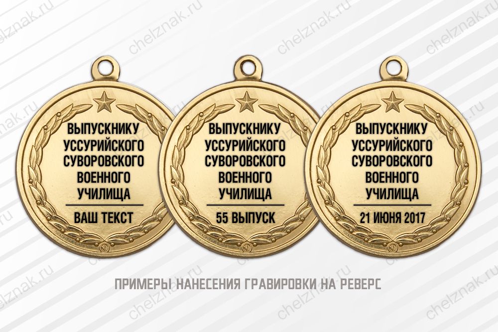 Медаль «Выпускнику СВУ» с индивидуальной гравировкой с бланком удостоверения, дополнительное фото 1
